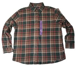NEW Eddie Bauer Men's LS  Cotton Flannel Shirt Mocha Overland Plaid Size 2XL NWT